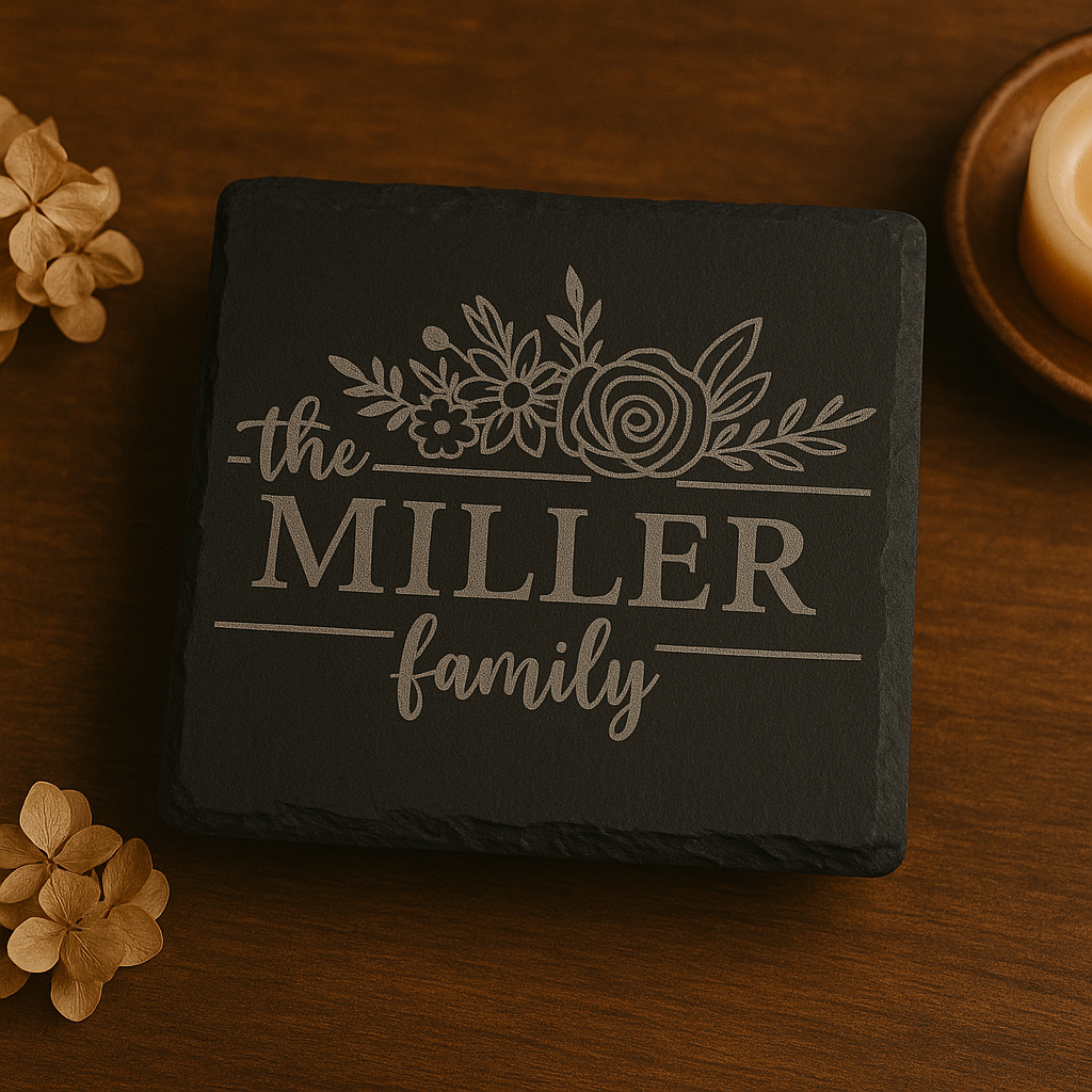 Personalized Monogram Slate Coasters : Set of 4