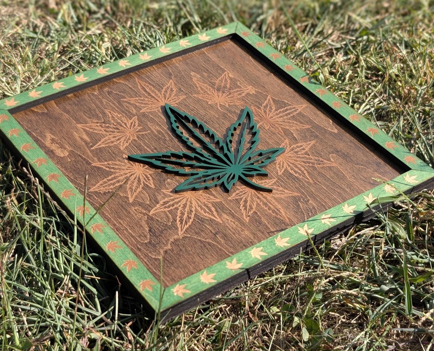 Handmade Cannabis Leaf Wall Art | Reggae Stoner Home Decor | 3D Wood Burned Sign | Rasta Vibes Gift for Smokers & Music Lovers