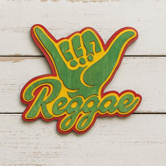 Reggae Shaka Hand Wood Sign: Rasta Colors 3D Layered Wall Art