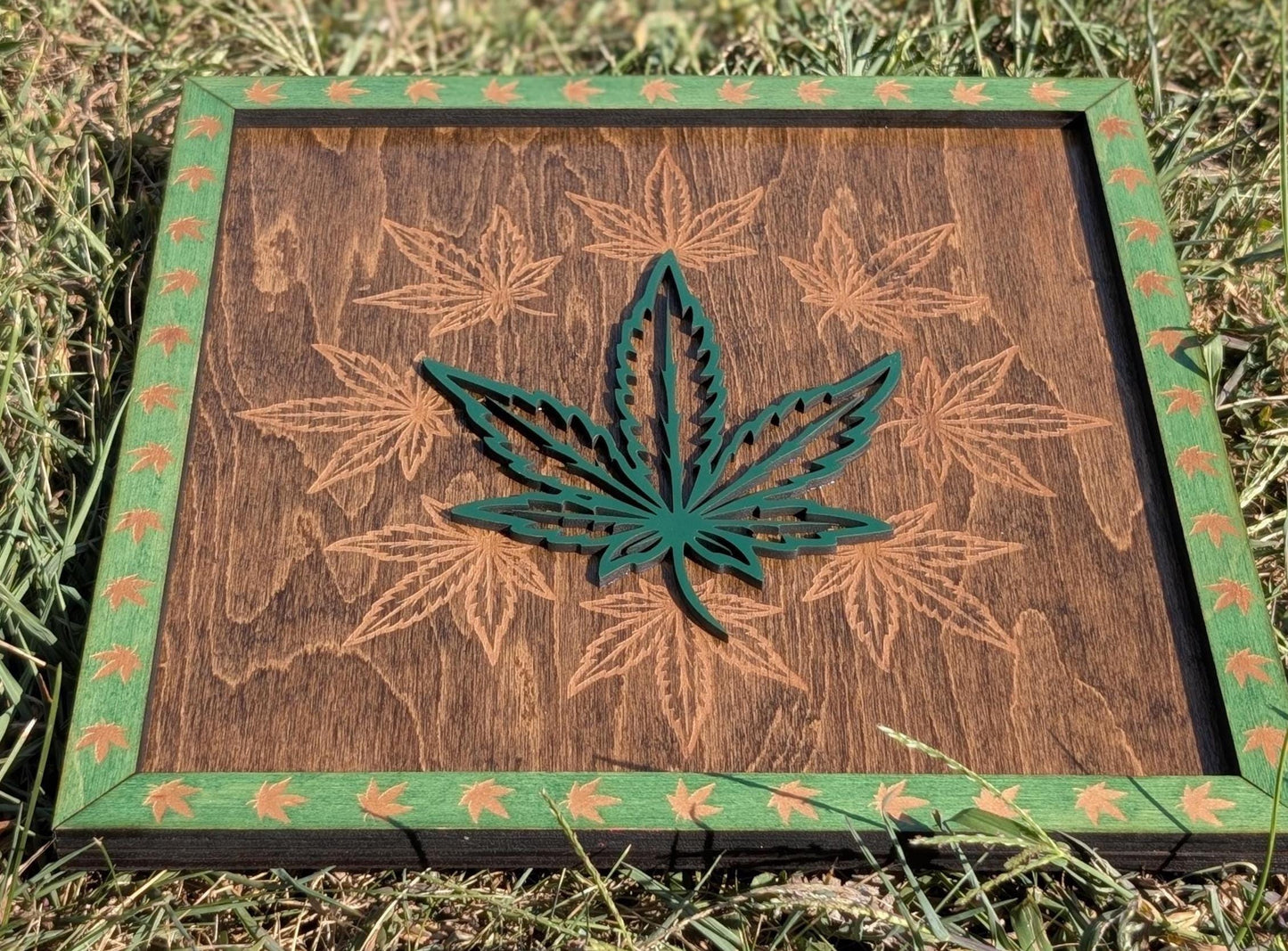 Handmade Cannabis Leaf Wall Art | Reggae Stoner Home Decor | 3D Wood Burned Sign | Rasta Vibes Gift for Smokers & Music Lovers