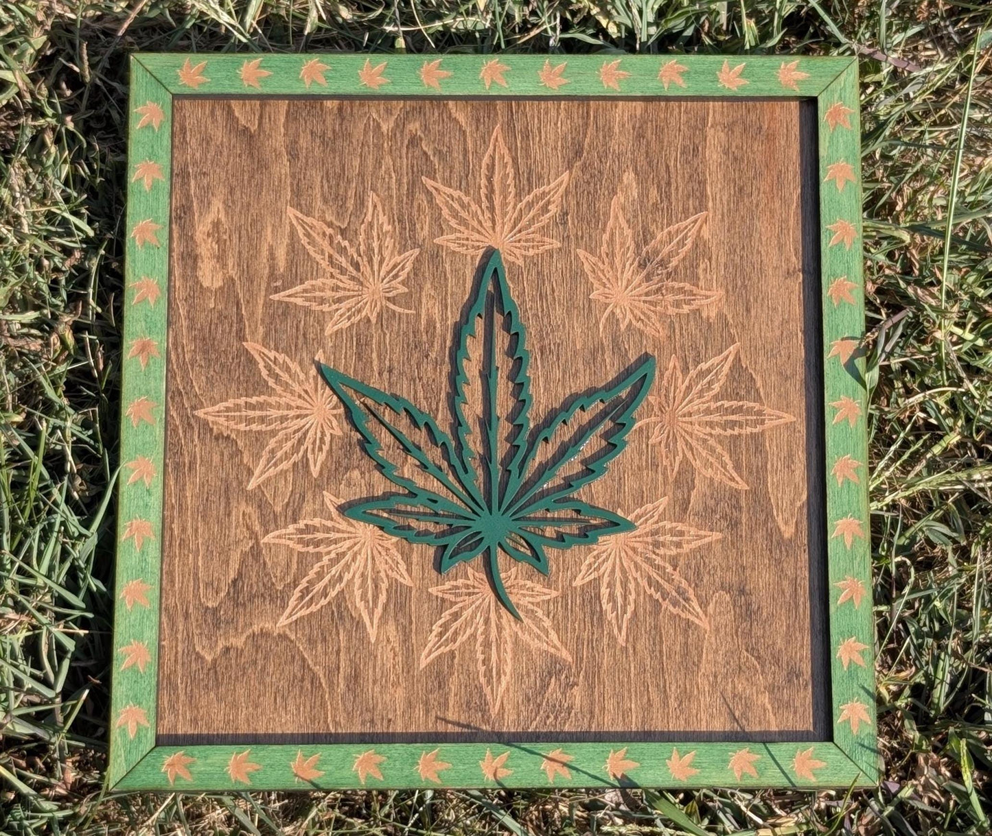 Handmade Cannabis Leaf Wall Art | Reggae Stoner Home Decor | 3D Wood Burned Sign | Rasta Vibes Gift for Smokers & Music Lovers
