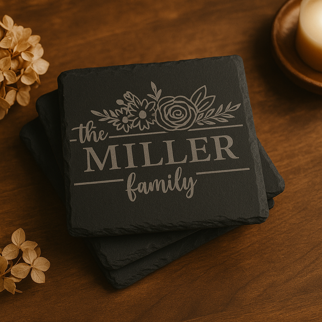 Personalized Monogram Slate Coasters : Set of 4