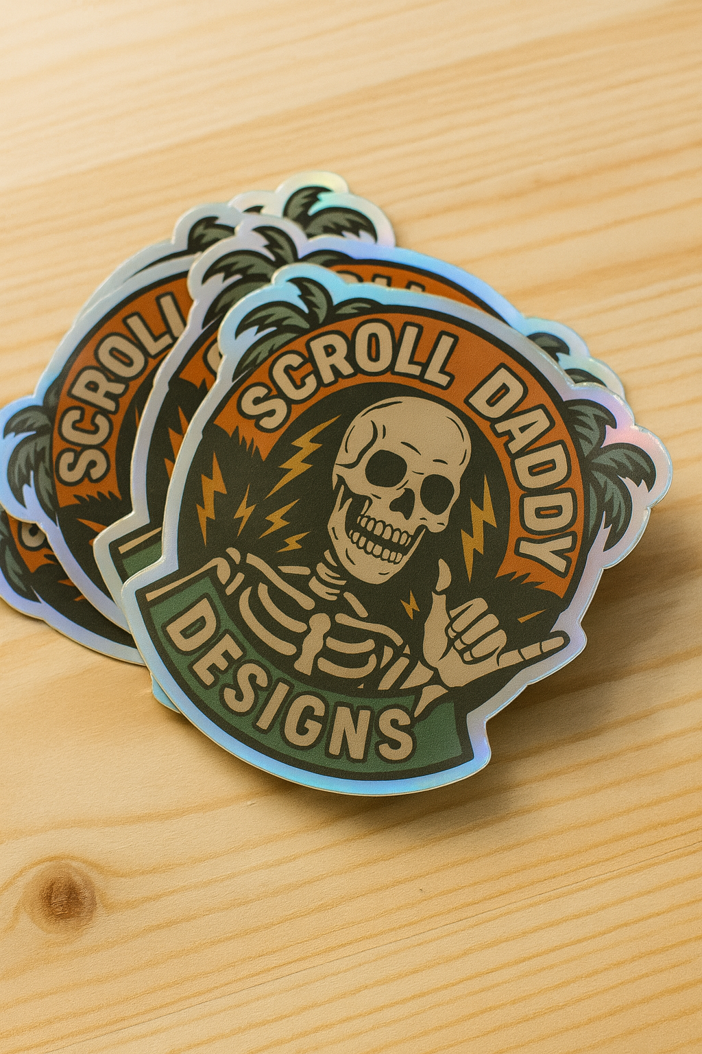 Scroll Daddy Shaka Designs Sticker