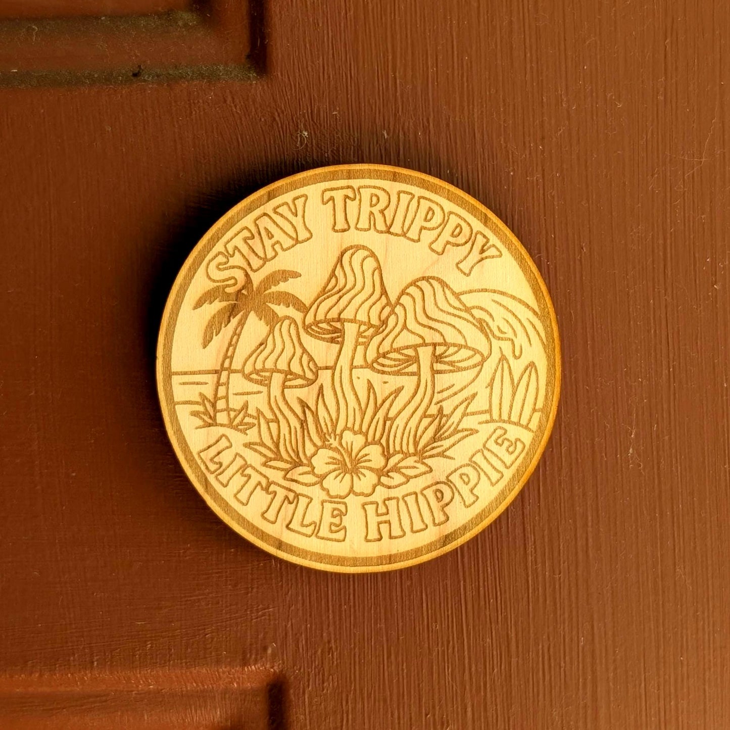 Trippy Mushroom Fridge Magnet: Laser Engraved Boho Decor