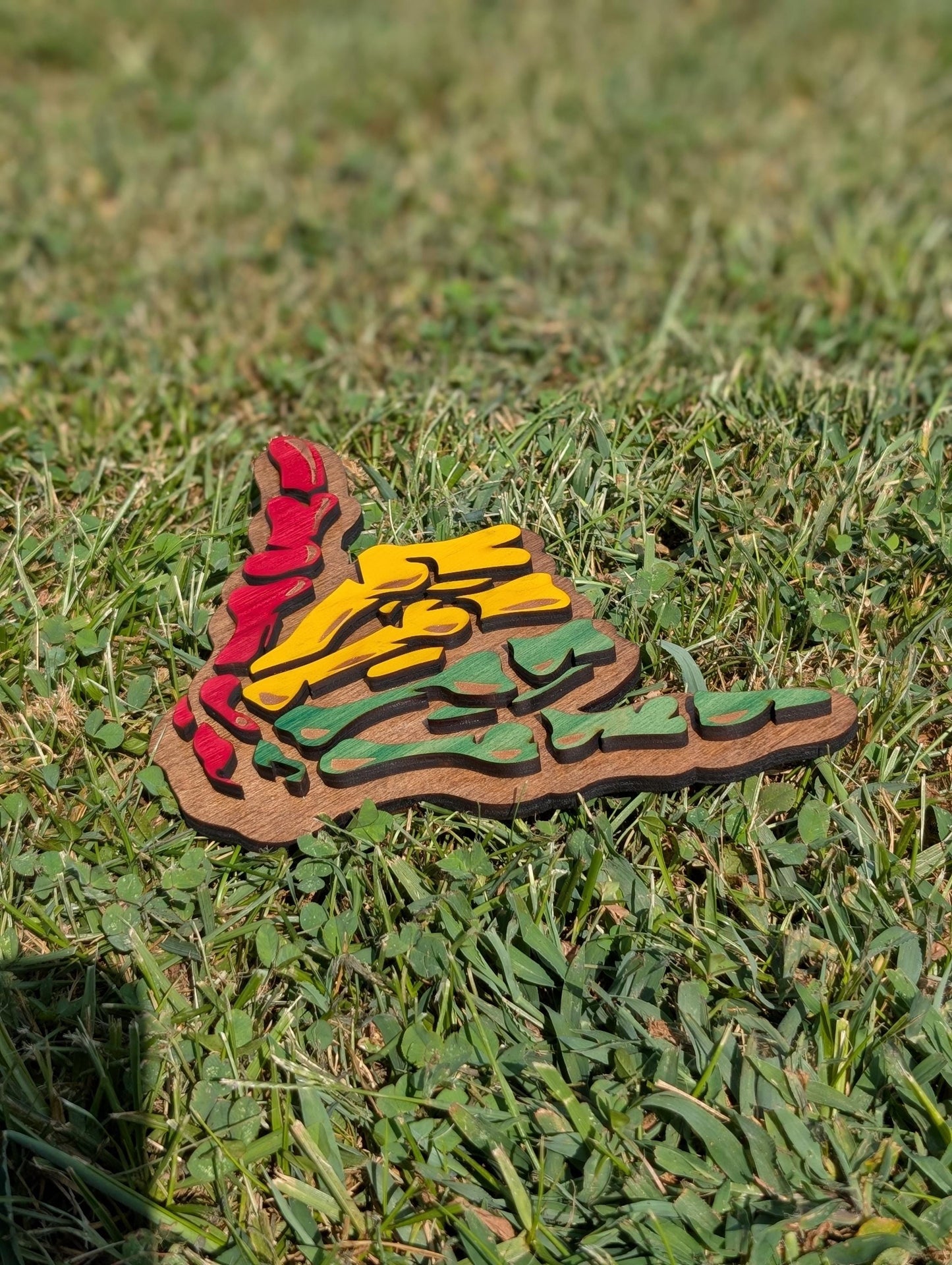 Rasta Shaka Wooden Wall Art: Reggae Hand Sign, Hawaiian Decor - 8"